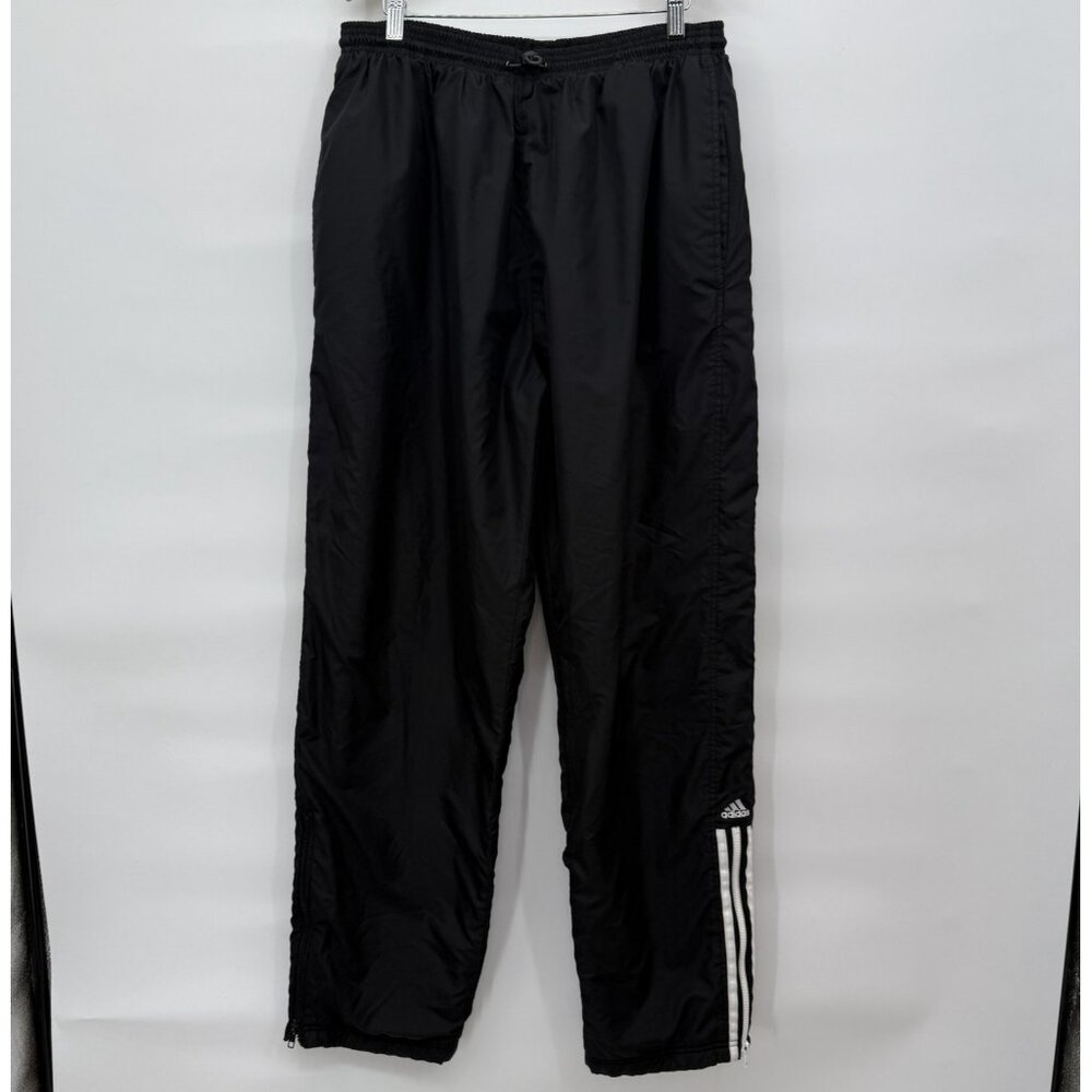 Adidas Track Pants Men’s Warm Lined Zip Ankles Elastic Waist Black XL